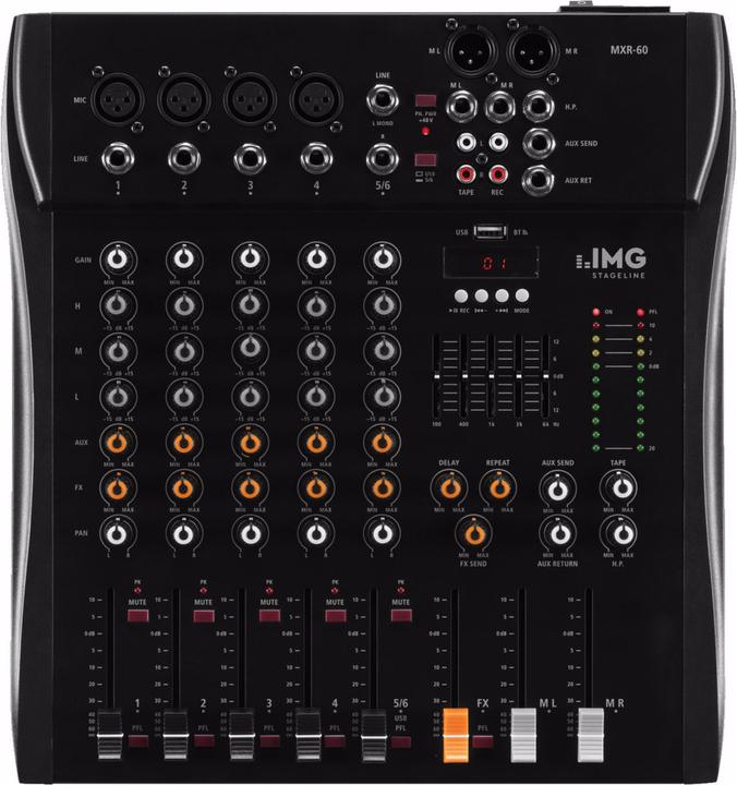 Actual product image Img Stage Line MXR-60 console mixer Number of channels:6 Bluetooth, USB port (Studio- and Livemixer)