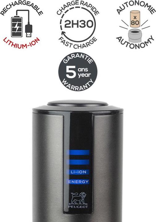 Image du produit Peugeot ELIS TOUCH Tire-bouchon électrique avec pile au lithium, carbone (Tire-bouchon électrique)