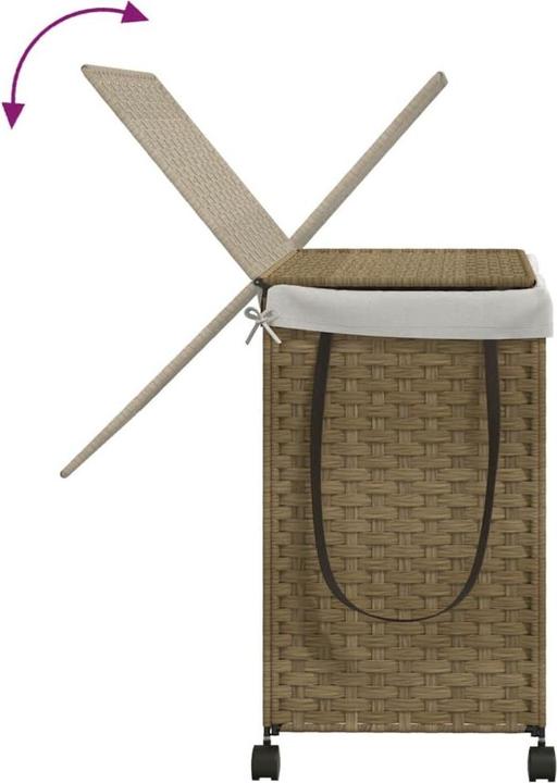 Image du produit VidaXL Panier à linge à roulettes 60x35x60,5 cm Rotin,Matériau