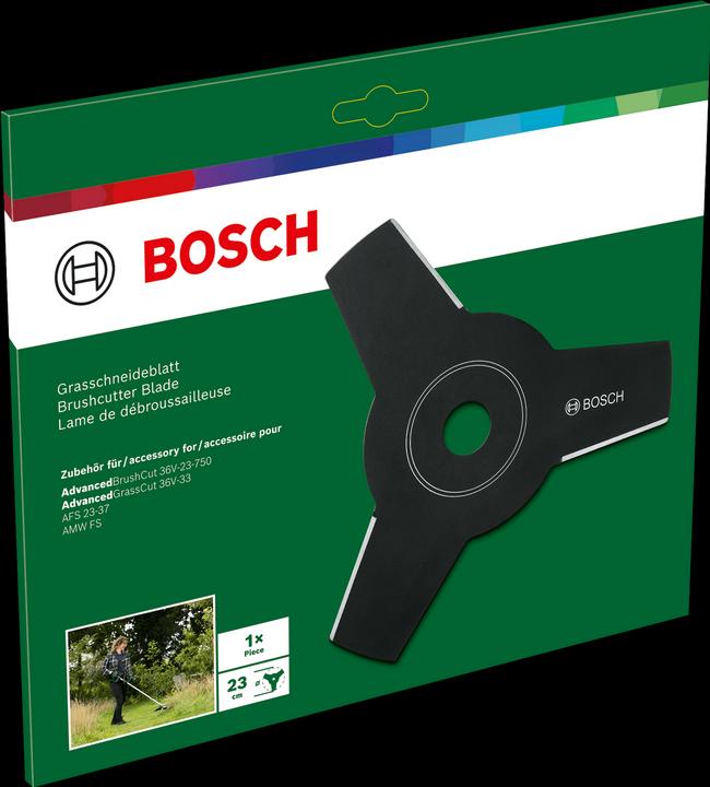 Produktbild Bosch Home & Garden Akku-Freischneider Lasergeschnittenes Freischneidermesser 23 cm (Rasentrimmer, Rasenmäher Messer + Ersatzmesser Gartenmaschinen)