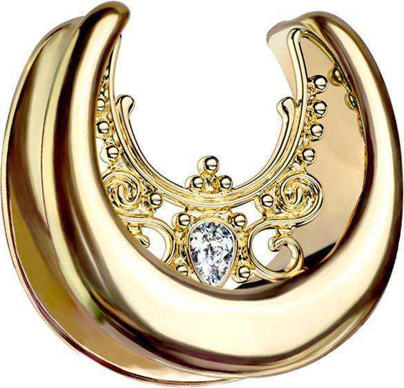 Image du produit Star Piercing Sellette dorée fleurs filigranes et cristal (Acier chirurgical 316L)