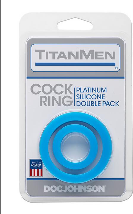 Actual product image Doc Johnson Silicone Cock Rings - Double Pack Blue (5.80 cm)