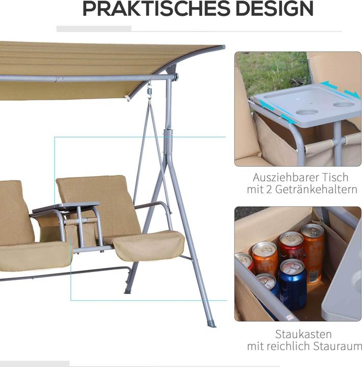 Produktbild Outsunny Gartenschaukel mit Sonnendach