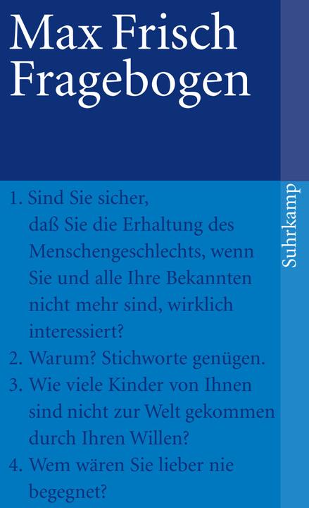 Produktbild Fragebogen (Deutsch, Max Frisch, 1998)