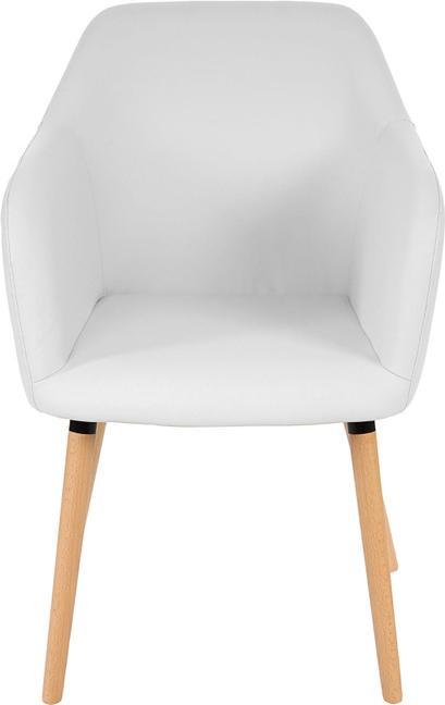 Produktbild Swisshandel24 Esszimmerstuhl Malmö T381, Stuhl Küchenstuhl, Retro 50er Jahre Design Kunstleder, weiss, helle Beine