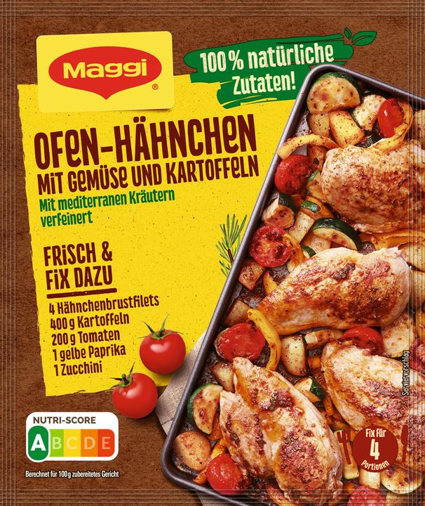 Produktbild Maggi Fix Ofen-Hähnchen mit Gemüse und Kartoffeln (27 g)