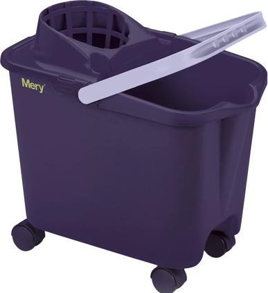 Mery Mop Bucket with Swivel Wheels and Wide Drying Rack Purple 14 Litres (1 pcs.)