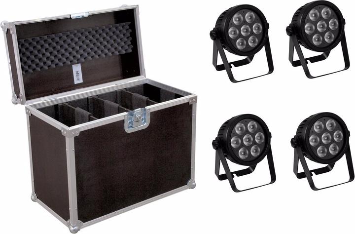 Produktbild Eurolite Set 4x LED 7C-7 Silent Slim Spot + Case