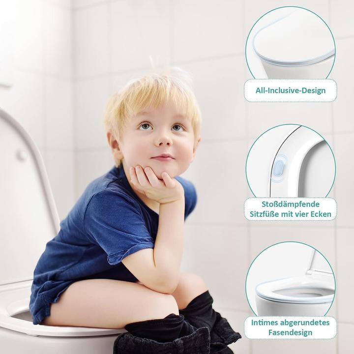 Produktbild Emke WC Sitz Toilettendeckel mit absenkautomatik, D-Form Klodeckel Weiss Klobrille Abnehmbar Toilette