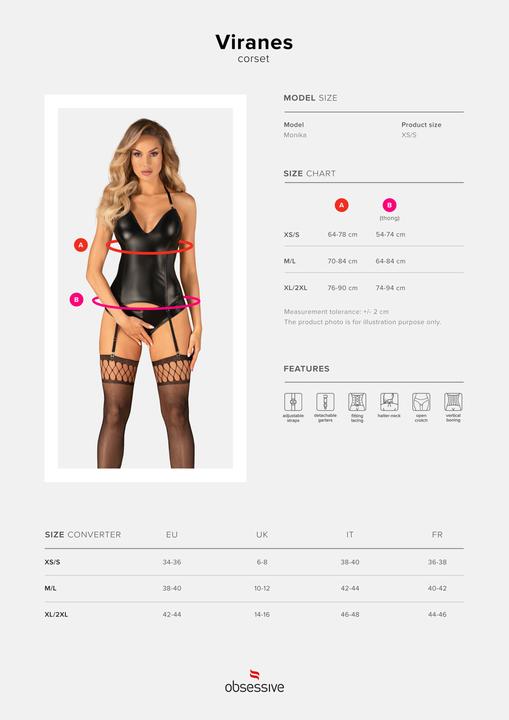 Produktbild Obsessive Viranes Korsett Schwarz (M/L)