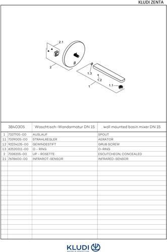 Immagine prodotto Kludi Miscelatore per lavabo ZENTA E DN 15 el. 6 V Litio Bat Uscita 240mm ch