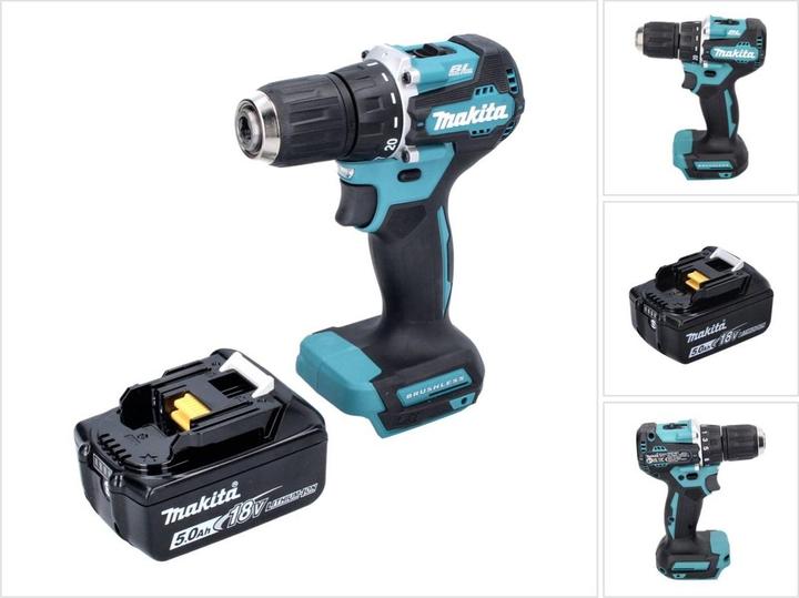 Actual product image Makita DDF 487 T1 Cordless drill driver 18 V 40 Nm Brushless + 1x battery 5.0 Ah - without charger (Rechargeable battery operated)