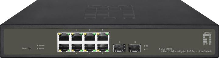 Actual product image LevelOne Switch 8x GE GES-2110P 2xGSFP 8xPoE+ (8 Ports)
