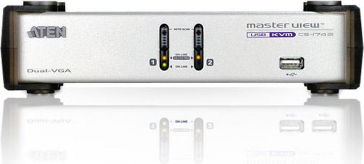 Actual product image Aten CS1742, 2-Port USB Hub KVM Switch with VGA Dual-View