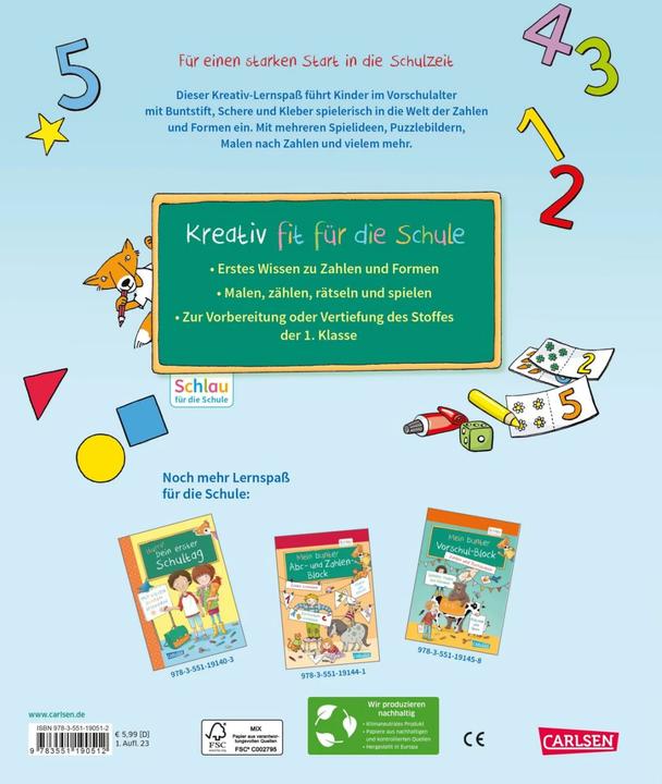 Immagine prodotto Schlau für die Schule: Mein Kreativ-Lernspass: Zahlen und Formen (Tedesco, Theresa Koppers, Christine Mildner, 2023)