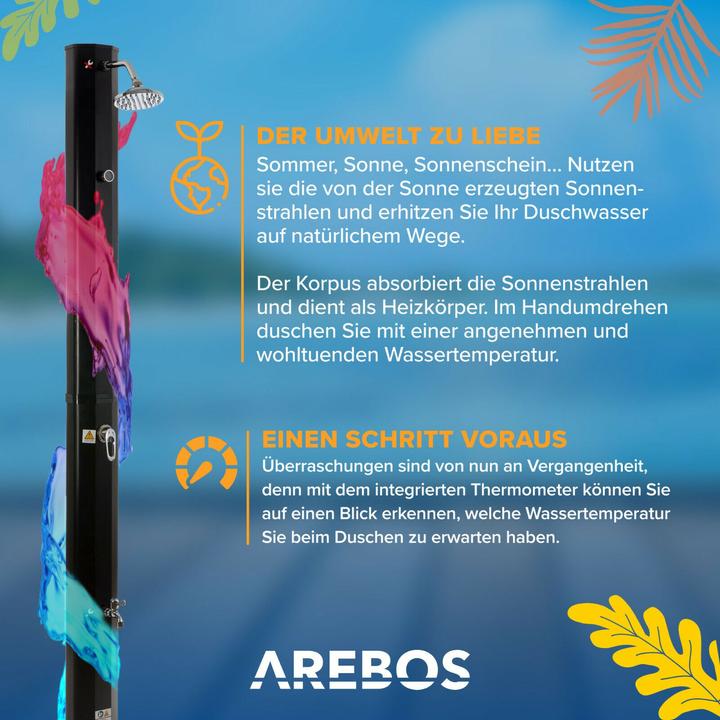 Produktbild Arebos Solardusche mit Bodenplatte