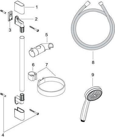 Produktbild hansgrohe Brauseset CROMA 100 MONO (1 Strahlarten, 16 l/min)