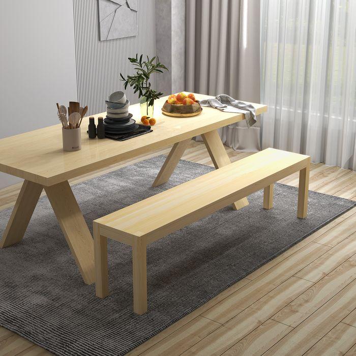 Actual product image Swisshandel24 3-seater wooden bench country-style, kitchen bench, up to 330kg, pine, natural (33 cm)