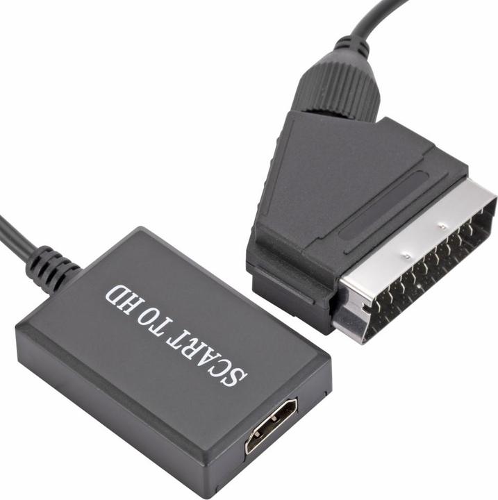 Image du produit Apfelkiste Scart auf HDMI 1080p FullHD Konverter Adapter Kabel für TV / PC / DVD - Schwarz 70cm