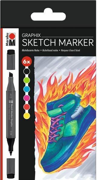 Actual product image Marabu Sketch Graphix Heat permanent marker, 6 pieces (Multicoloured, 1.70 mm, 6 x)