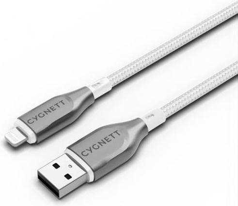 Actual product image Cygnett Armoured Lightning to USB-A cable, white, 2 m (2 m, USB 1.0)