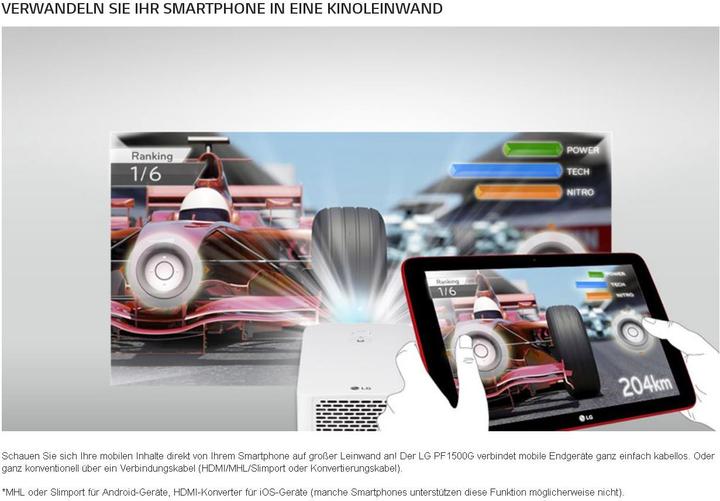 Actual product image LG Pf1500g (Full HD, 1400 lm, 1.4:1)