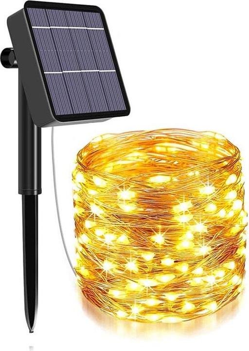 Hermex 32m Gartenbeleuchtung Leuchtgirlande LED Solar-Lichterkette Warmweiss (32 m)
