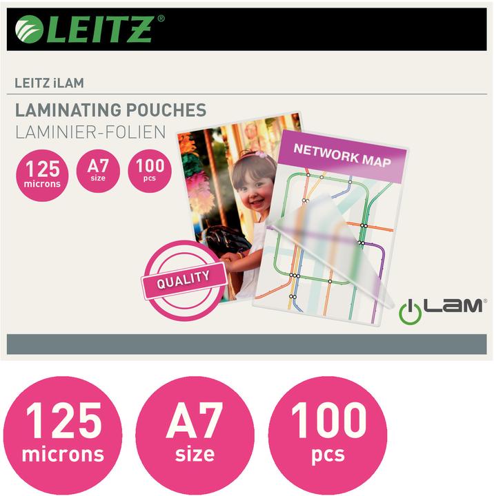 Image du produit Leitz Pochette de plastification (A7, 100 pièce(s), 125 µm)