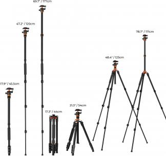 Image du produit K&F Concept Statyw Monopode Aluminium/Magnez 175/185cm / KF09.089