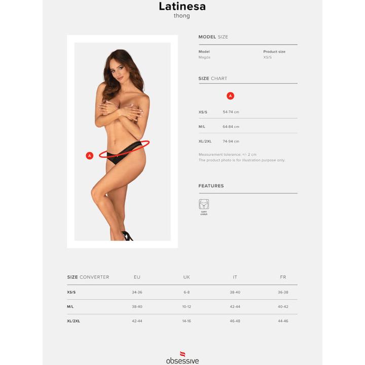 Actual product image Obsessive Latinesa Crotchless Thong - Black (S)