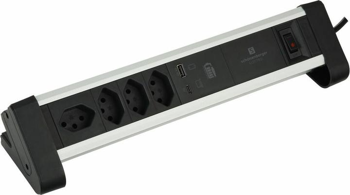 Produktbild Schönenberger Alu-Office-Line (4 x, Typ 13, USB-A, 2 m)