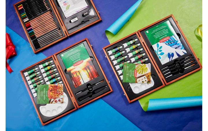 Produktbild Derwent Acrylfarbe Acrylic Wooden Box Mehrfarbig (Mehrfarbig, 12 ml)