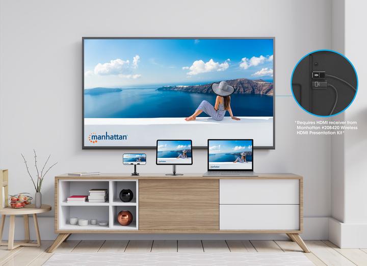 Produktbild Manhattan 1080p Wireless HDMI-Displayadapter mit USB-C-Sendemodul (30 m, HDMI 1.4a)