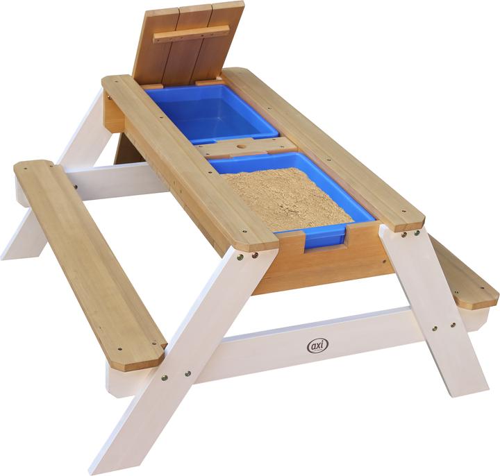 Actual product image Axi Nick Sand & Water Picnic Table Brown/White - Parasol Blue/White
