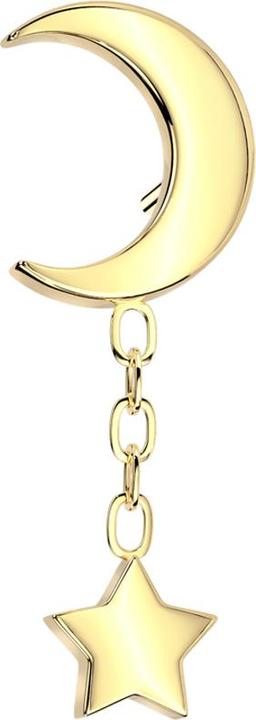 Actual product image Star Piercing Threadless Mond vergoldet Anhänger Kette mit Stern (without brass, Titanium G23)