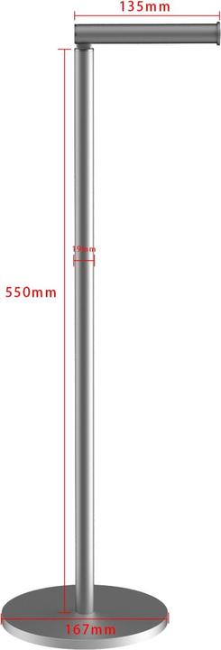 Produktbild Intirilife freistehende Edelstahl Toilettenpapierhalterung Papierrollenständer in Silber - Höhe 55 cm