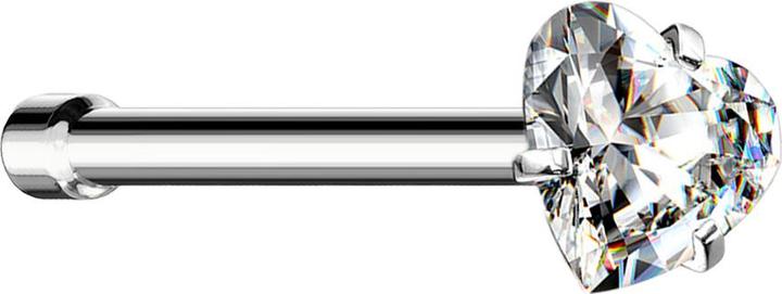 Produktbild Star Piercing Nasenstecker gerade silber Kristallherz silber gefasst (ohne Messing, Chirurgenstahl 316L)