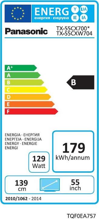 Energie-Label Panasonic Tx-55cxw704 (55", LED, 4K)