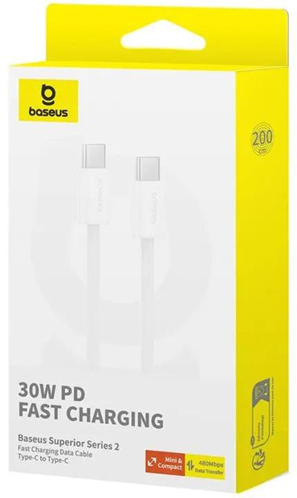 Produktbild Baseus Superior Series II USB-C – USB-C 30 W 480 Mbit/s 2 m Kabel – Weiss (2 m, USB 2.0)