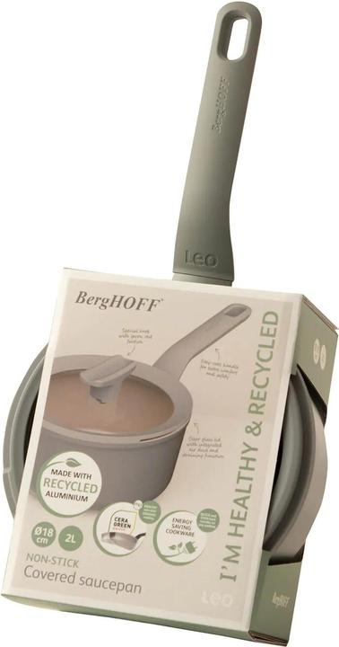 Immagine prodotto BergHoff Casseruola coperta antiaderente Balance Moonmist 18 cm (18 cm, Casseruola con manico, Alluminio)