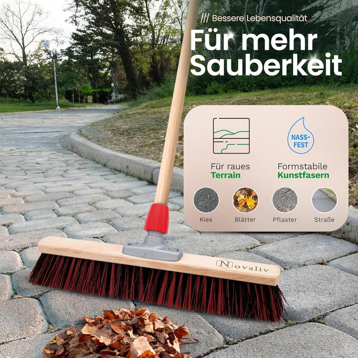 Immagine prodotto Novaliv Kehrgarnitur I Kehrbesen Arenga-Elaston 50 cm Hofbesen I Strassenbesen Industriebesen Gartenbesen (1 pz.)