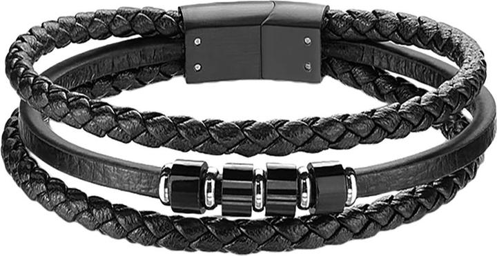 Immagine prodotto Star Piercing Bracciale in pelle nero con tre cinturini (21.60 cm, Cuoio, Acciaio chirurgico 316L, senza ottone)