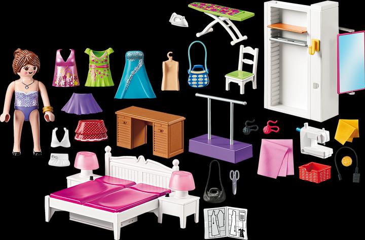 Produktbild Playmobil Schlafzimmer mit Nähecke (70208, Playmobil Dollhouse)