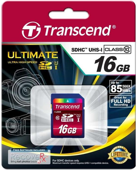 Produktbild Transcend SDHC Ultimate Card (16 GB, SDHC, U1, UHS-I)