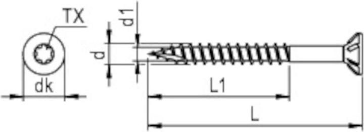 Actual product image Reisser R2 plus chipboard screws, flat countersunk head, TX drive, partial thread, 3.5 x 40, steel (200 Screws per piece)