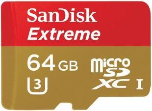 Produktbild SanDisk Extreme microSDXC mit Adapter (64 GB, microSDXC, U3, UHS-I)