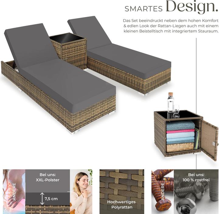 Immagine prodotto tectake Sedie a sdraio in rattan (184 cm)