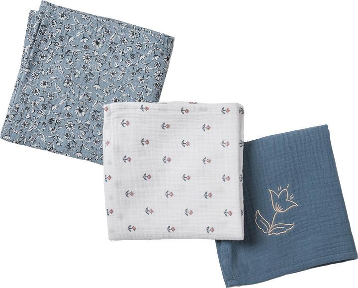 Image du produit Vertbaudet 3er-Pack Baby Wickeltücher INDIEN BLUME Oeko-Tex