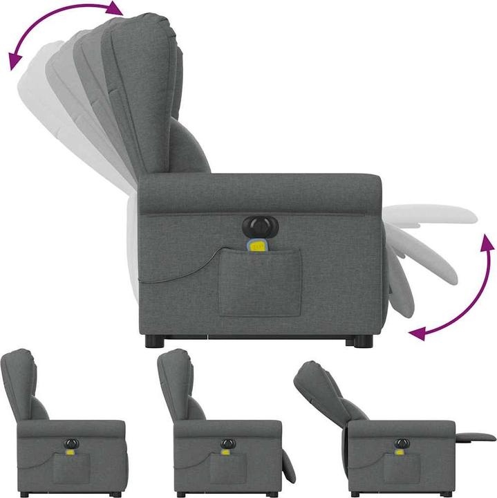 Immagine prodotto VidaXL Poltrona massaggiante elettrica con ausilio per la posizione eretta in tessuto grigio scuro
