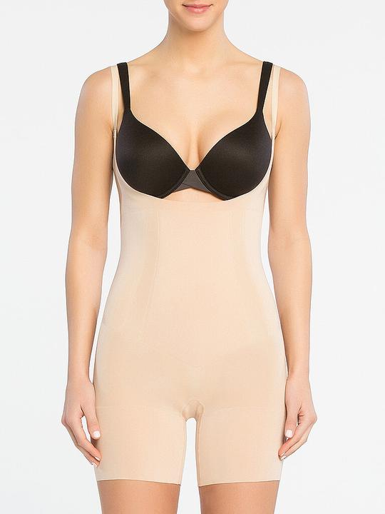 Spanx Thinstincts® 2.0 Open-Bust Mid-Thigh Bodysuit soft nude